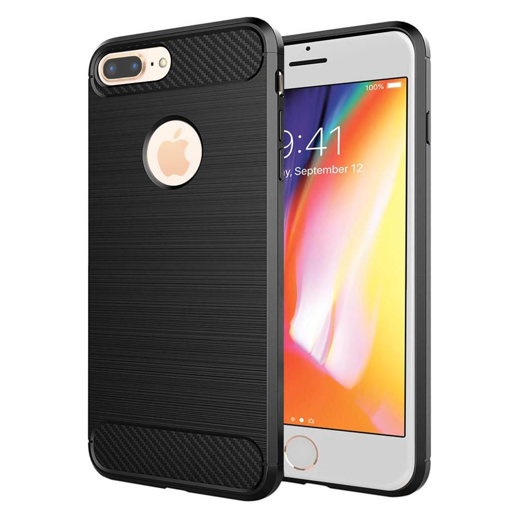 Techsuit - Carbon Silicone - iPhone 8 Plus - Black (Apple iPhone 8 Plus) (56337373)