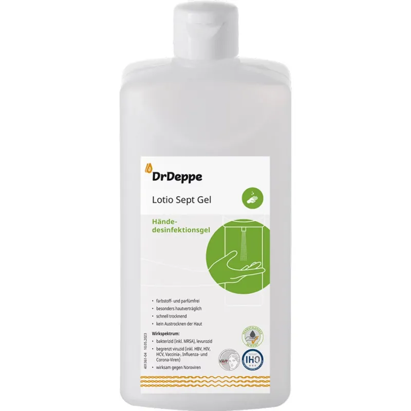 Dr.Deppe Lotio Sept Gel alkoholisches Händedesinfektionsmittel 500 ml Spenderflasche 601119