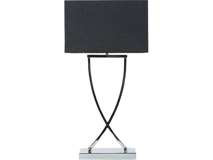 BELIANI Tischlampe Silber Metallfuß Stoffschirm Schwarz langes Kabel mit Schalter Modern Minimalistisch