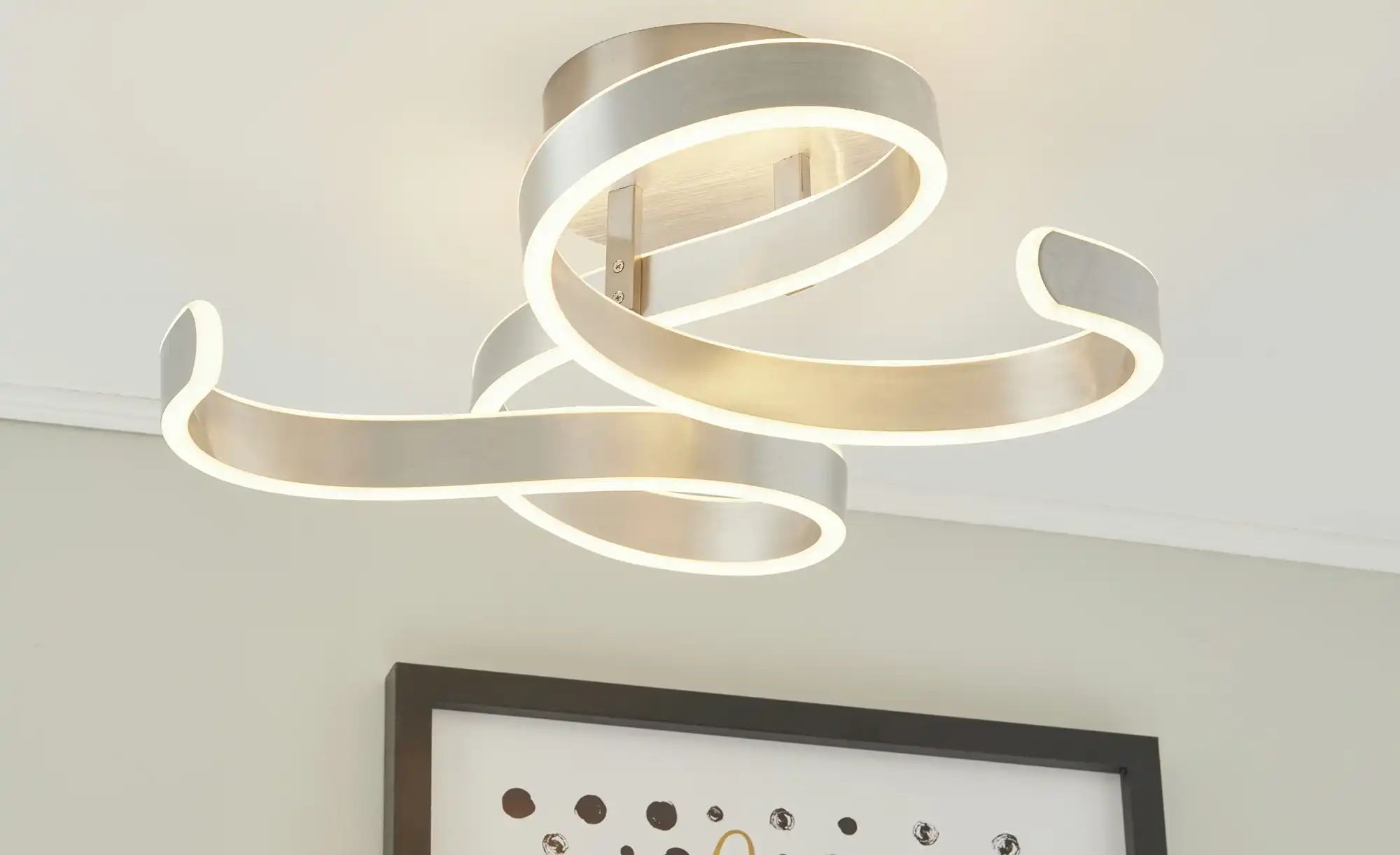 Trio LED-Deckenleuchte  1-flammig  alufarben  geschwungen   ¦ silber ¦ Maße