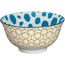 6x Cilio Bowl Amici Waben Porzellan 850 ml ø 18x8 cm, Schüssel + Schale, Mehrfarbig