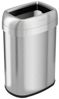iTouchless 13 Gal Stainless Steel Oval Open Top Trash Can with Filters