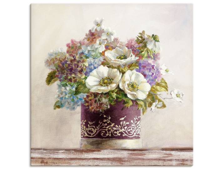 Wandbild ARTLAND Anemonen in Auberginer Hutschachtel , lila (farbe bild(er): lila), B:30cm H:30cm, Bilder, Wandbild, als Leinwandbild, Poster in verschied. Grössen