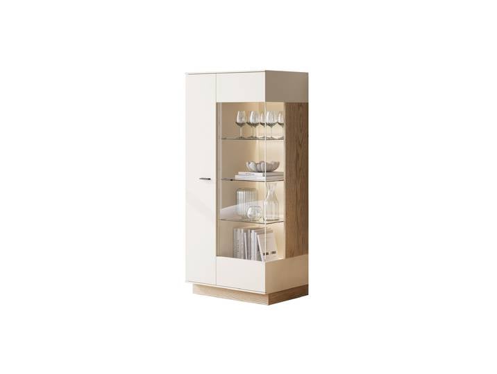 Vitrine mit Glastür Beige-Kaschmir - Eiche - Breite 75 cm - MEOLO