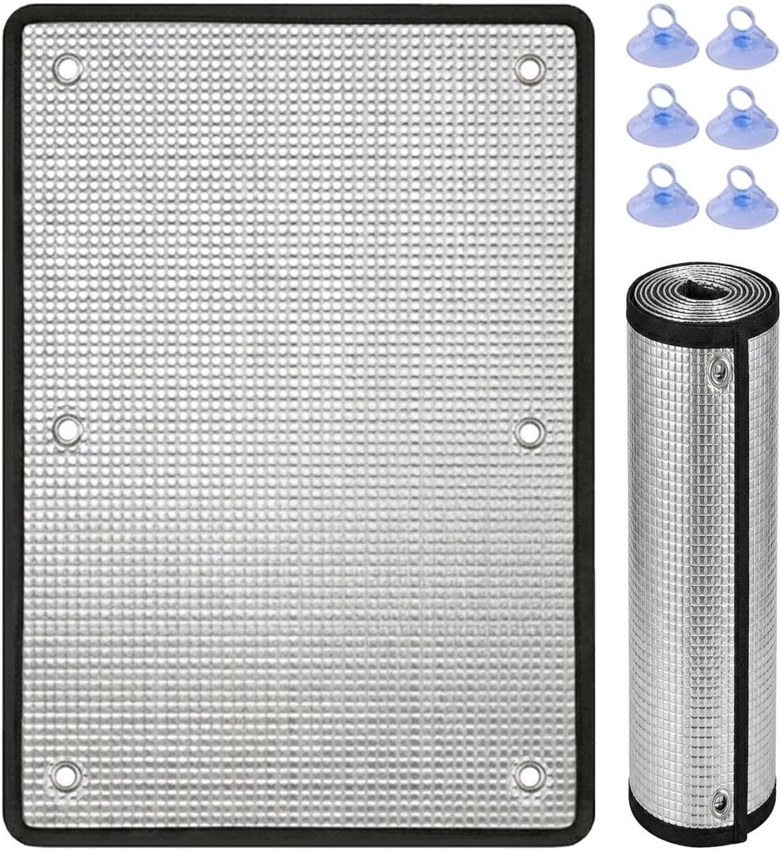 Zwarte verduisterende raamfolie voor warmte-isolatie en warmte-regulatie met zuignapbevestiging, 60 x 130 cm
