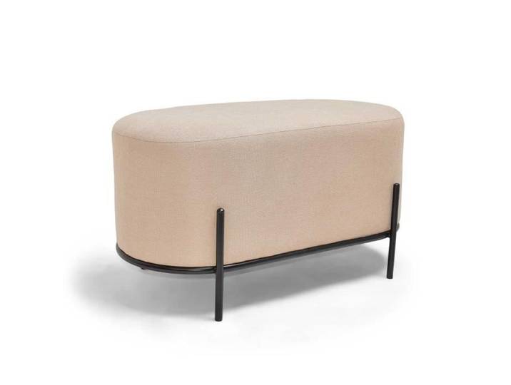 Tabouret - Frankystar - LIPSIA LINEN - Ovale - Tissu clair - Acier noir