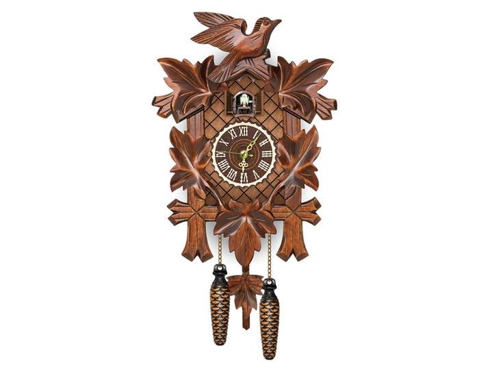 Horloge murale coucou en bois de la Forêt-Noire allemande, style nordique rétro, en stock