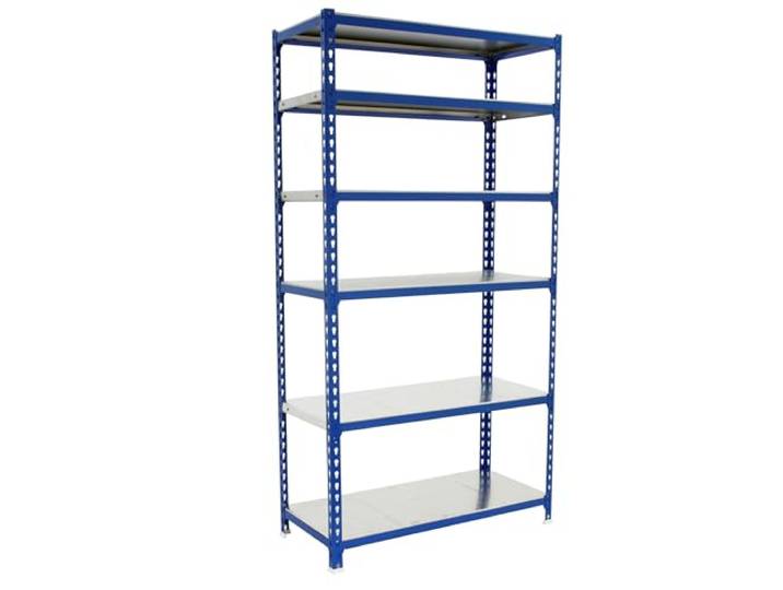 Simonrack Schwerlastregal, Lagerregal, 250x100x50 cm, Metallregal, Kellerregal, Biegestelle 180 kg, 6 Fachböden, Blau/Verzinkt - Simonclick