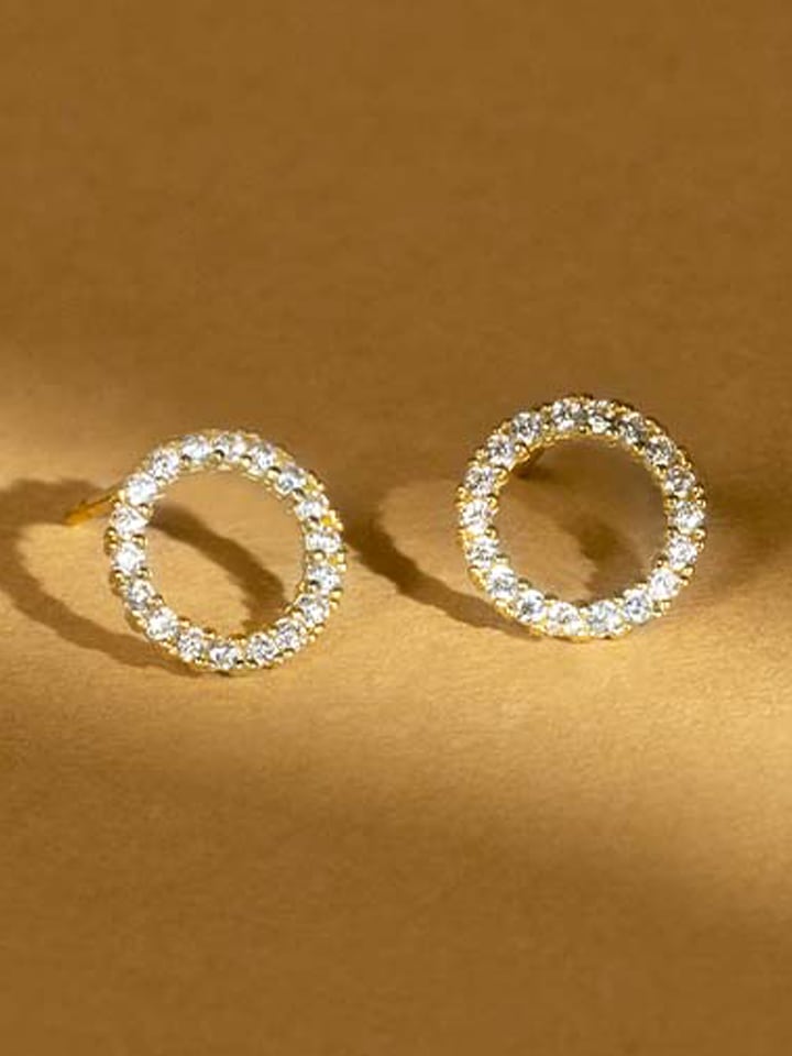 OR ÉCLAT Gold-Ohrstecker "Moon" mit Edelsteinen - onesize
