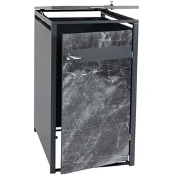 Proregal 1er Mülltonnenverkleidung | HxBxT 117x68x80cm | Anthrazit | Marmor-Optik dunkel | Mülltonnenbox