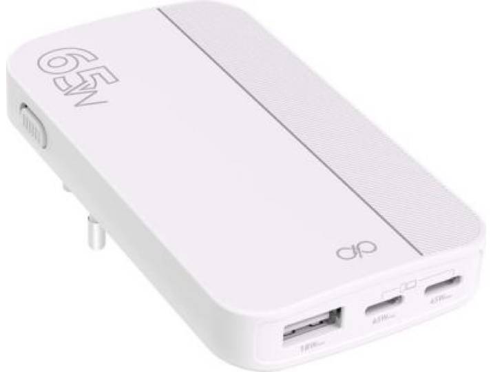 Force Power - Chargeur 65w Usb-A + 2 Usb-C Gan Blanc Pliable