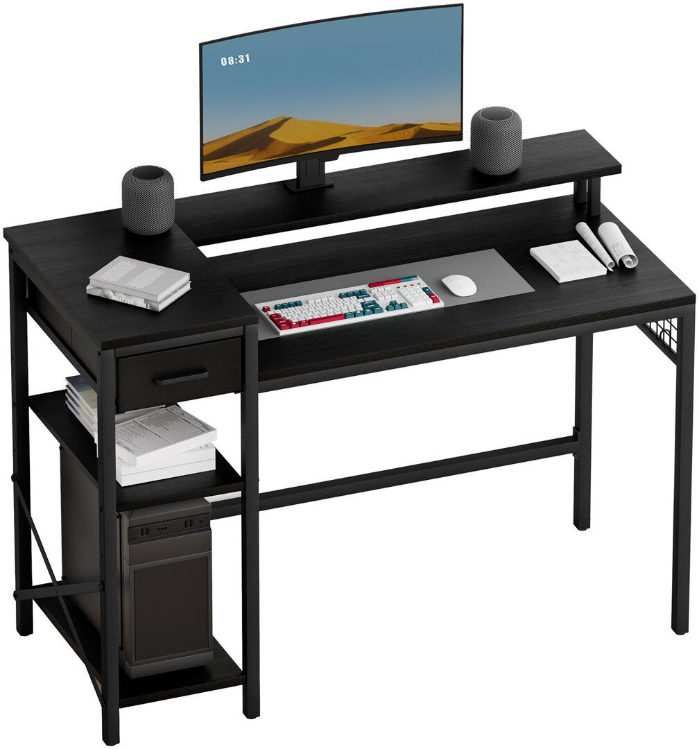 Borough Wharf Andrick Modular Synthetic Laminate Iron Computer Desk Black