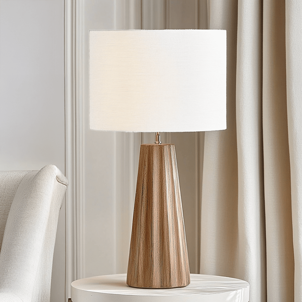 Phoebe Natural Mango Wood Table Lamp with Cream Shade