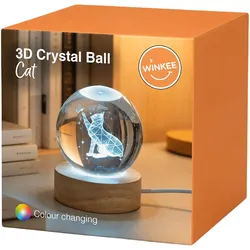 Winkee 3D Kristallkugel Katze - transparent|natur