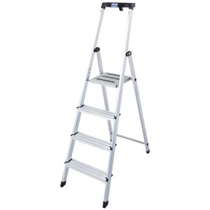 Krause Stehleiter Monto Safety, 126320, mit Plattform, aus Aluminium, bis 150kg, mit 4 Stufen