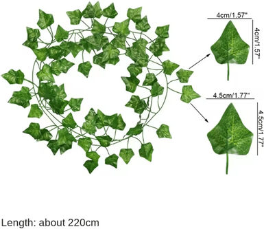 Uplift Curations 2.2M Lush Artificial Ivy Garland Realistic Green Vine Wall Decor 2.2m