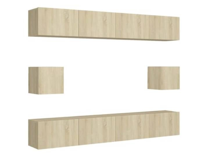 LKJephalotrope 6-tlg. TV-Schrank Set Wand Sonoma-Eiche Holzwerkstoff Flexibles hängendes Lowboard für Wohnzimmer und Schlafzimmer. Pflegeleichtes Design mit viel Stauraum für Ihre Medien.