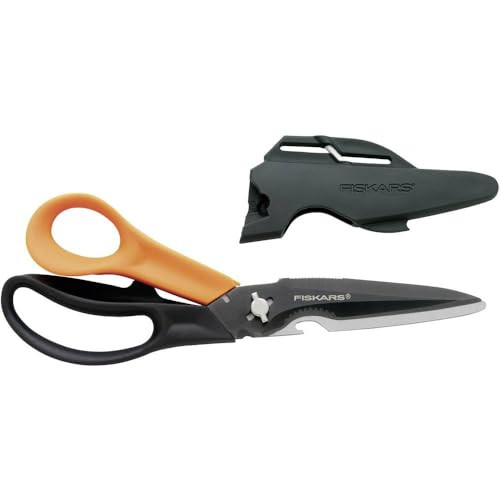 Fiskars Cuts + More multifunctionele schaar met verwisselbare bladen, zwart/oranje, lengte: 23 cm