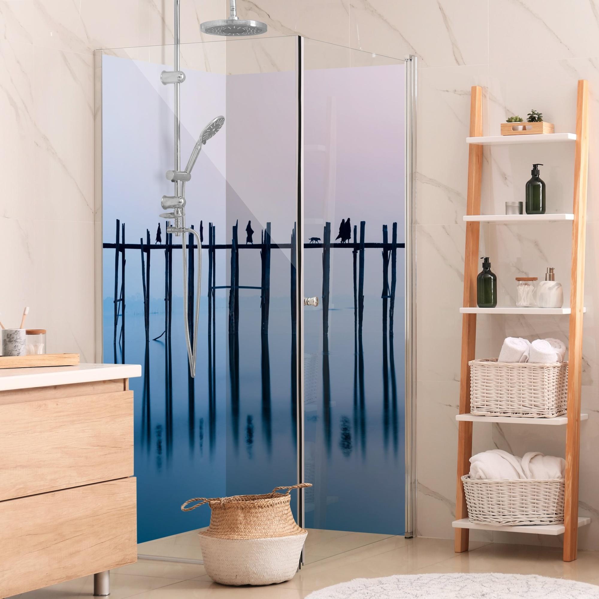 Duschrückwand Natur selbstklebend - 0.35 mm Wandpaneel wasserfest Asien pastell Motiv Badrückwand fugenlos Smart matt 110x210 cm