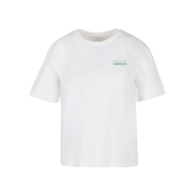 T-Shirt MISS TEE "Miss Tee Cheers And Bubbles Tee", Damen, Gr. M, weiß, 100% Baumwolle, bedruckt, oversize, Rundhals, Shirts T-Shirt