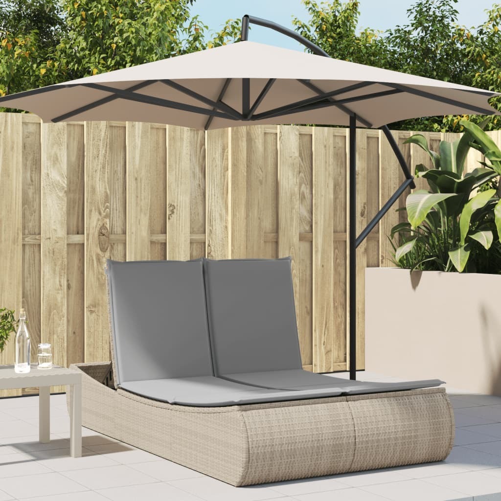 Maison Exclusive - Doppel-Sonnenliege mit Auflagen Beige Poly Rattan