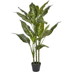 KUNSTPFLANZE im Blumentopf 110 cm Grün/Schwarz Dieffenbachia