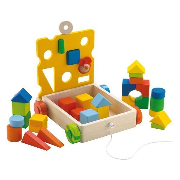 Sevi Nachziehwagen Baukasten Maus gefüllt 26x8x26cm (4698626)