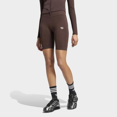 Shorts ADIDAS ORIGINALS "ESSENTIALS, NAHTLOS, 13 CM", Damen, Gr. XS, N-Gr, braun (aurora coffee, normal, gr.), Obermaterial: 88% Polyamid, 12% Elasthan, Hosen Shorts, eng anliegende Passform, sportlich, aus Strickmaterial, nahtlos
