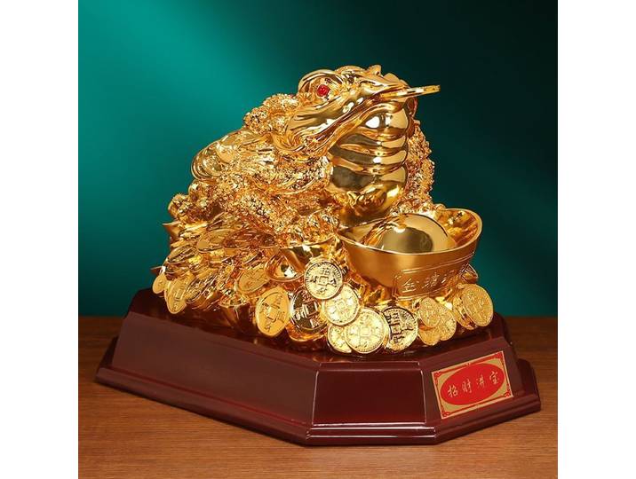 Feng Shui crapaud doré trésor chanceux crapaud à trois pattes bureau salon décoration ouverture cadeau