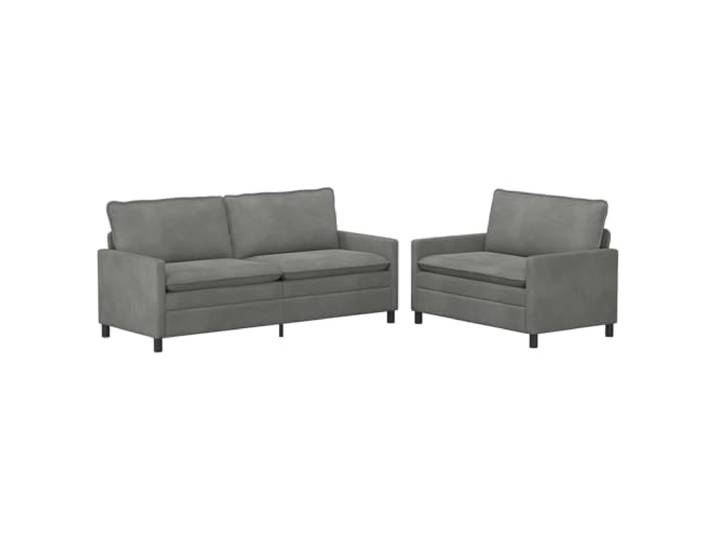 Favemtsl Sofa Set 2-Teilig Couchgarnitur Dunkelgrau Samt 5-Sitzer Metall Doppellagige Polsterung und abnehmbare Bezüge für optimalen Sitzkomfort im Wohnzimmer und Gästebereich.