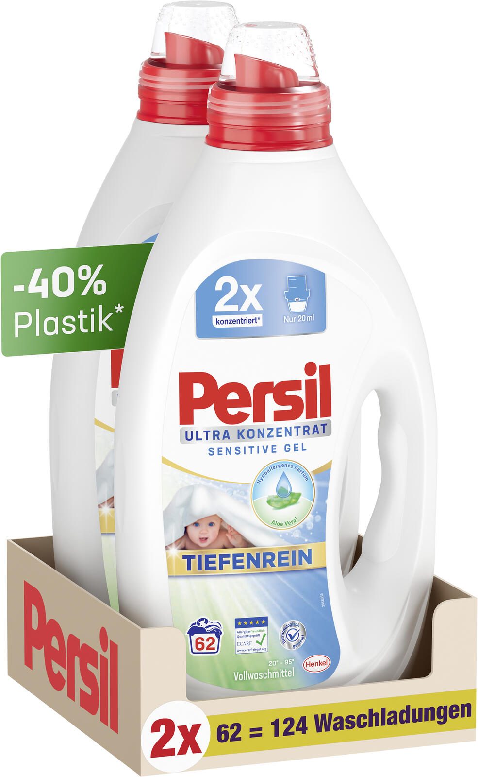 Persil ULTRA KONZENTRAT SENSITIVE GEL TIEFENREIN Waschmittel frisch 2x 1,24 l PS124