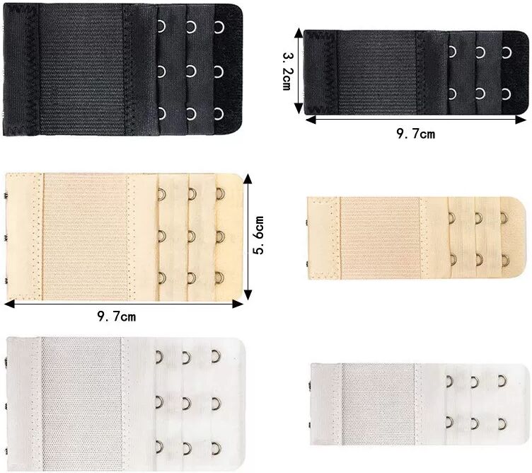INF BH-Verlängerungsset (3 Reihen, 2/3 Haken, Schwarz/Nude/Weiß)