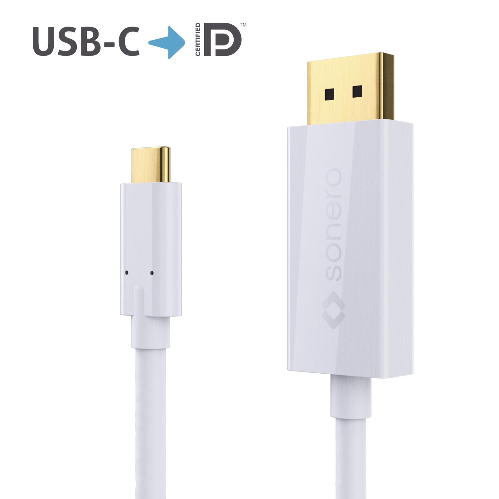 Sonero USB-C auf DP Kabel - 1,00m - weiß X-UCC021-010