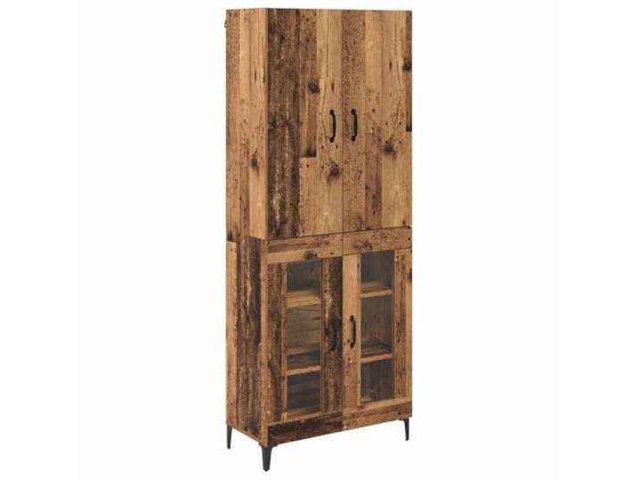 Kaorsrow Highboard Wandmontiert Altholz 69,5x34x180 cm Holzwerkstoff Modernes Wand-Schrank Set in Altholz-Optik mit metallischen Beinen für Wohnzimmer und Flur. Flexibler Stauraum mit Stil.