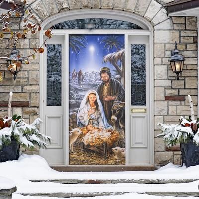 Evergreen "The Savior is Born Premium Door Cover - 35"" x 71"""