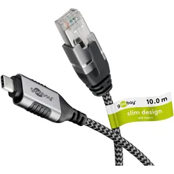 goobay USB-C/RJ45 Kabel 10m silber, schwarz
