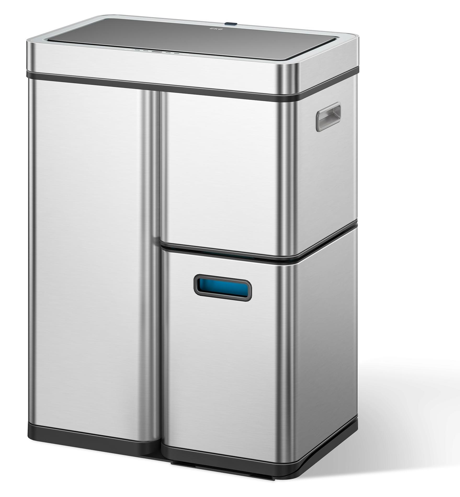 EKO Sensor Mülleimer 3 Fächer, 2 x 15L und 30L, Automatischer Abfalleimer