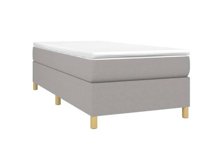 Sommier tapissier - AKOZON - 90x200 cm - Gris clair - Lattes contreplaqué - Pieds robustes