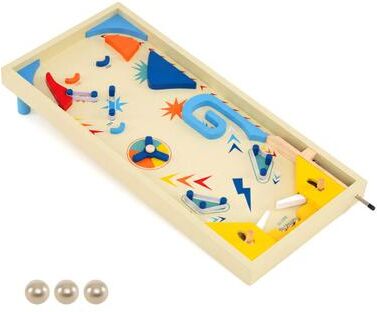 Costway Wooden Pinball Machine with 3 Balls for Kids 8+ and Adults