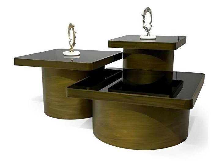 Xlmoebel Satztisch XLMOEBEL Wohnzimmertisch Set aus Holz in einfarbigem Grün (Set, 3-tlg), Made in Europa