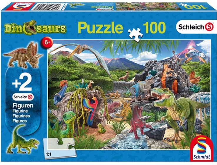 Puzzle 100 pcs Dinosaures avec figurine - Puzzles Schmidt