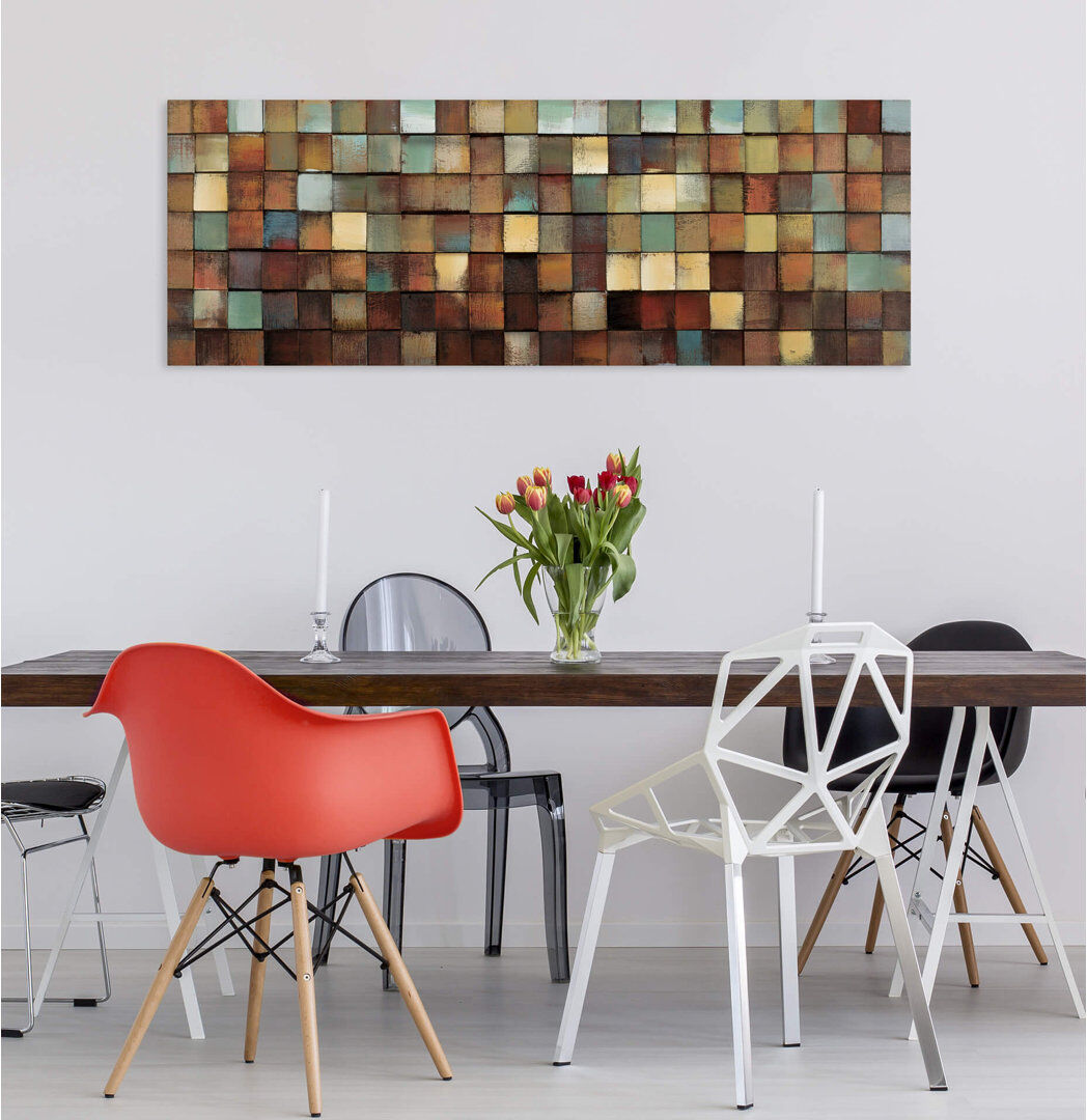 Ivy Bronx Holzbild More is More Green;Brown 44cm H X 144cm W