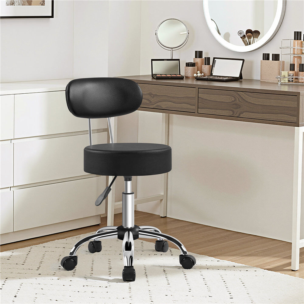 17 Stories Backed Adjustable Height Ergonomic Industrial Stool Black