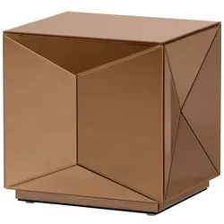 Beistelltisch Glintz - Holz & Spiegelglas Braun, 40 x 40 cm