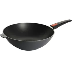 WOLL Guss-Wok- und Rührpfanne  Diamond Lite ¦ schwarz ¦ Aluminium-Guss ¦ Maße (cm): H: 10  Ø: 32.0