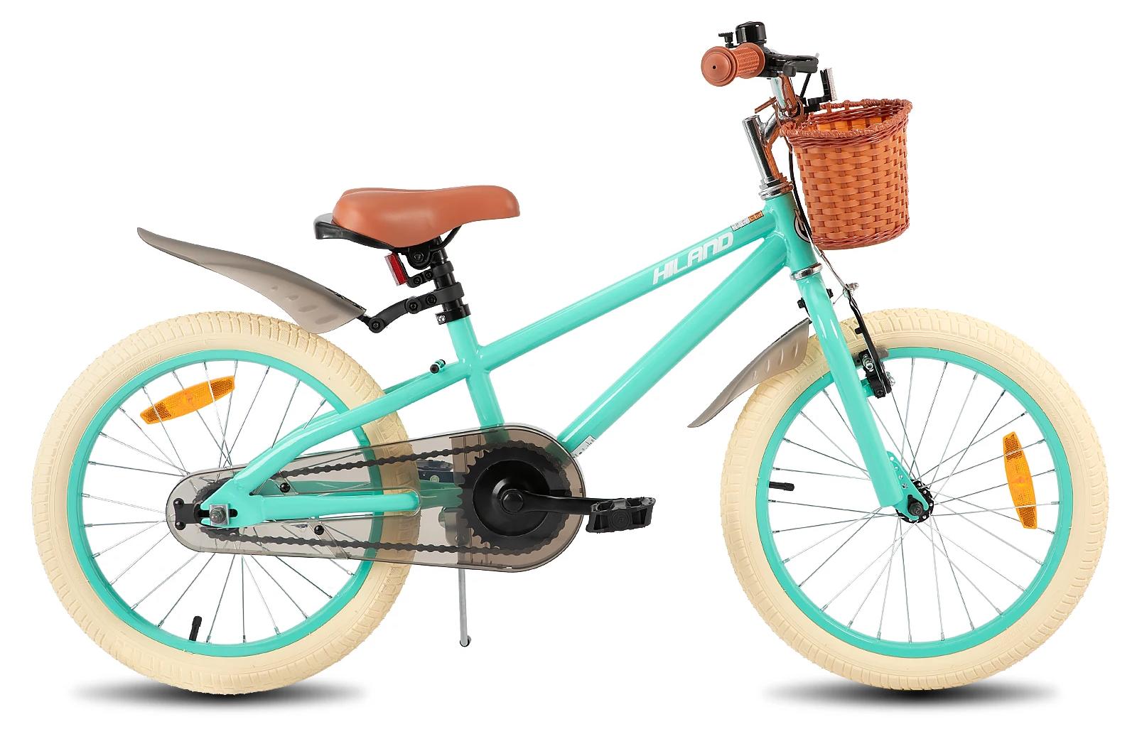 Kinderfahrrad 18 Zoll 46 cm - Kinderbike - Mit Stützrädern - Handbremse & Rücktrittbremse - Korb - Stahlrahmen & Alufelgen - Grün