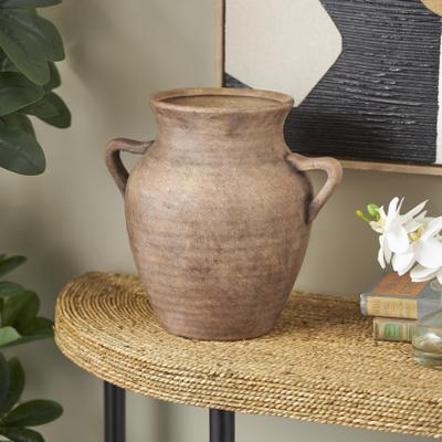 ARCILLA ELEMENTAL Copper or White Ceramic Antique Style Textured Decorative Vase with Handles
