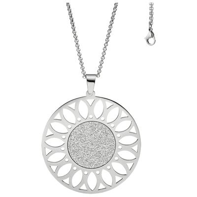Kette mit Anhänger JOBO, silber (edelstahlfarben), Halsketten, Damen, Edelstahl, L: 80, rund Edelstahl 80 cm