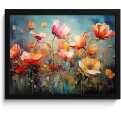 POSTER MIT RAHMEN Blumen - Aquarell - Kunst - Botanisch - Natur 40x30 cm