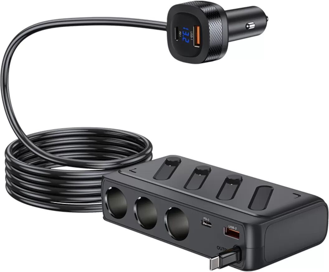 INF Autoladegerät mit Dual USB und Type-C PD 30W, digitales Display, intelligente Stromregelung für 12-24V Fahrzeuge